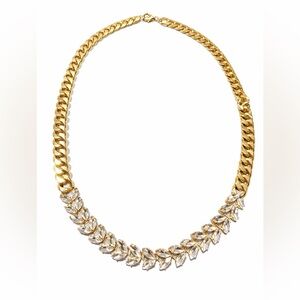 Elegant Gold and Clear Stone Women's Chain Necklace